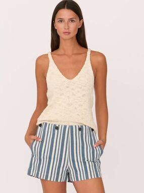 SECULAR Sailor Short Striped Cotton Denim Blue Stripe 28 NWT Coastal Chic